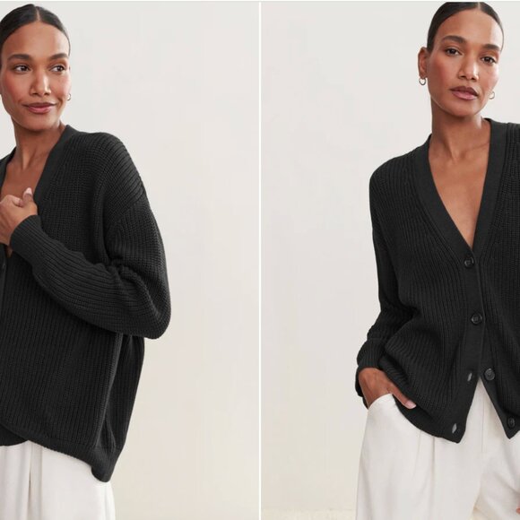 Jenni Kayne Cocoon Cardigan - Black Cotton S - Picture 4 of 5